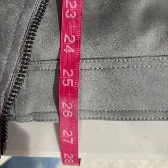NEW NWT Philosophy Gray Faux Suede Moto Biker Jacket 2X Edgy Zipper Grunge - Picture 10 of 10